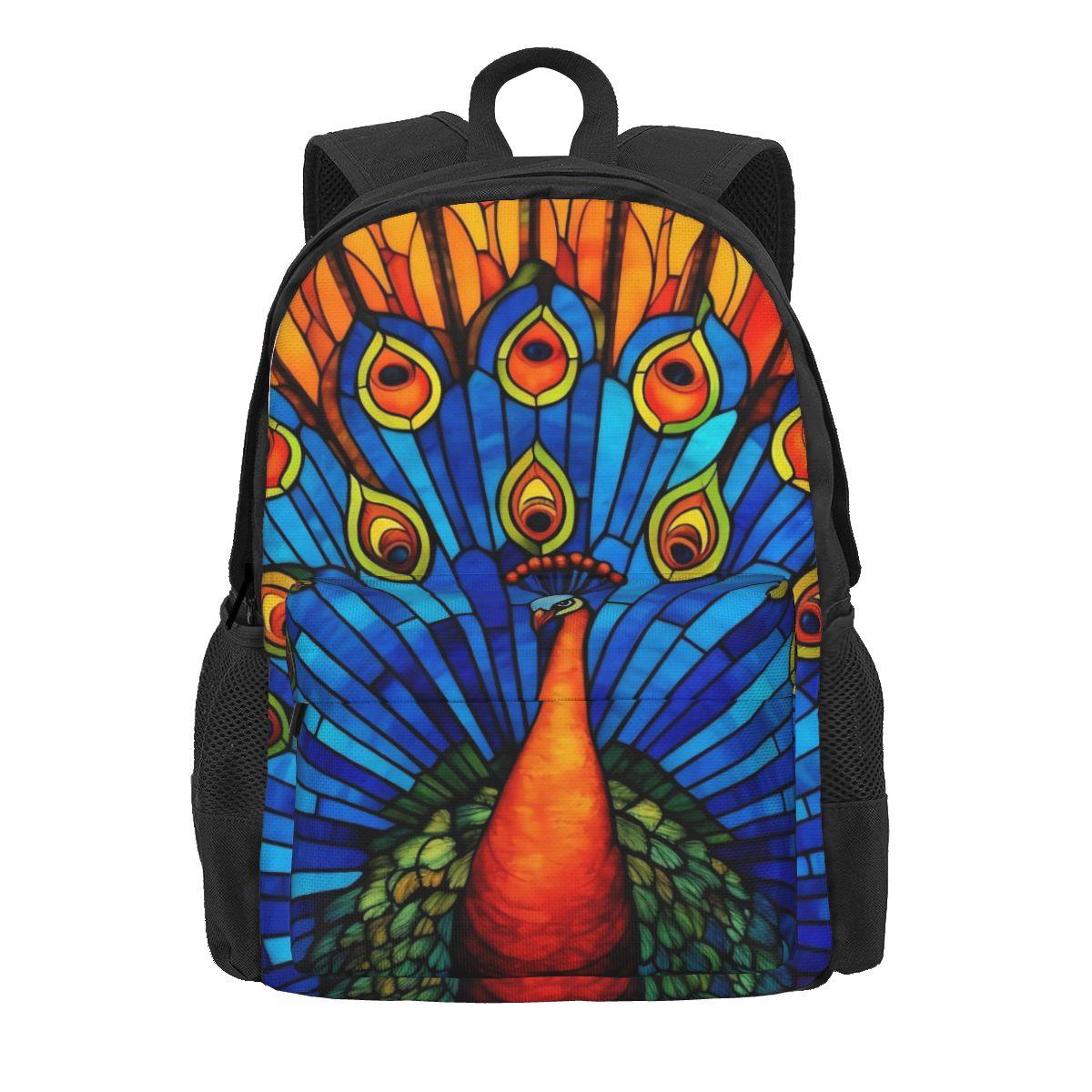 Pauwveer Design Rugzak Blauw Dierlijke Reizen Rugzakken Mannen Design Print Middelbare School Tassen Moderne Rugzak 36x32x10cm