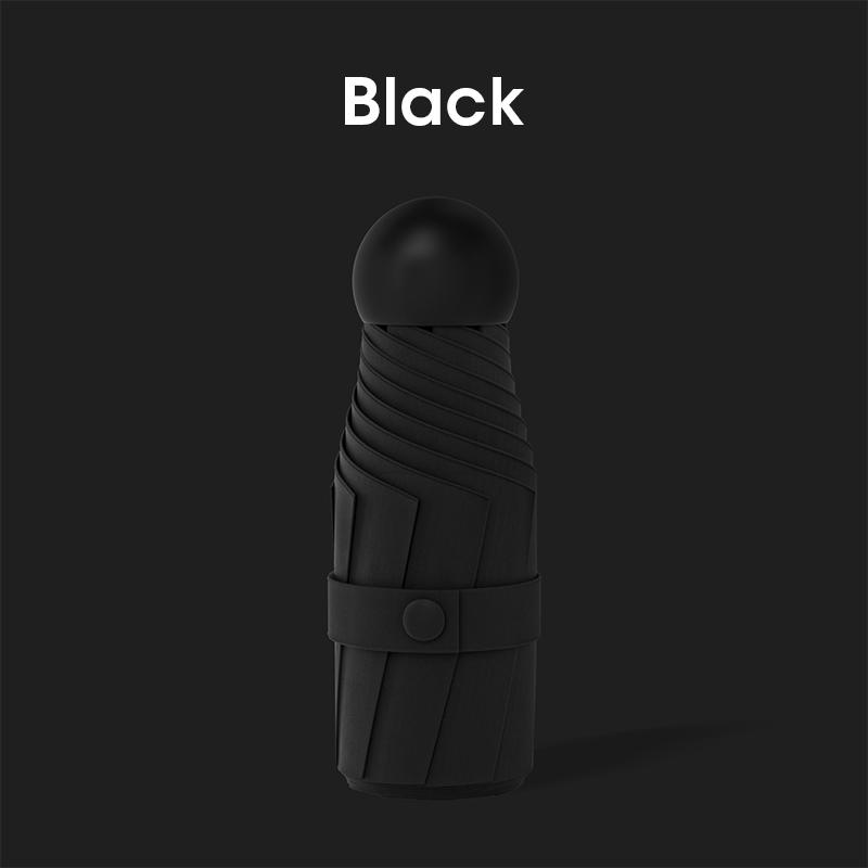 

Портативный зонт-капсула Мини-зонт от солнца Прочный водонепроницаемый зонт Складной дорожный зонт Двойного назначения от солнца и дождя чёрный