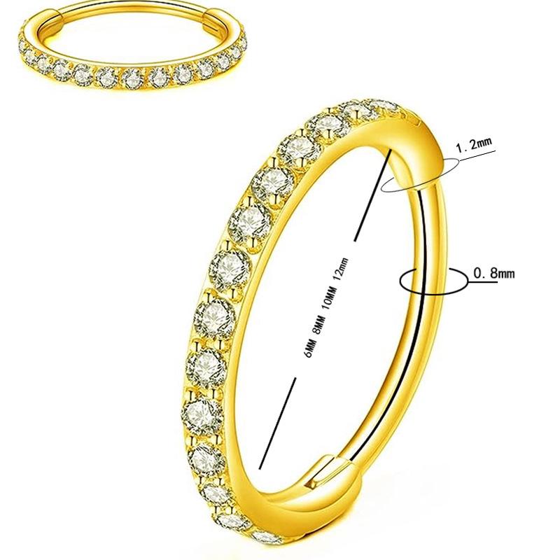 European & American Stainless Steel Zirconia Hoop Earrings and Seamless Nose Rings, Multi-functional Unisex Jewelry for Men and Women.