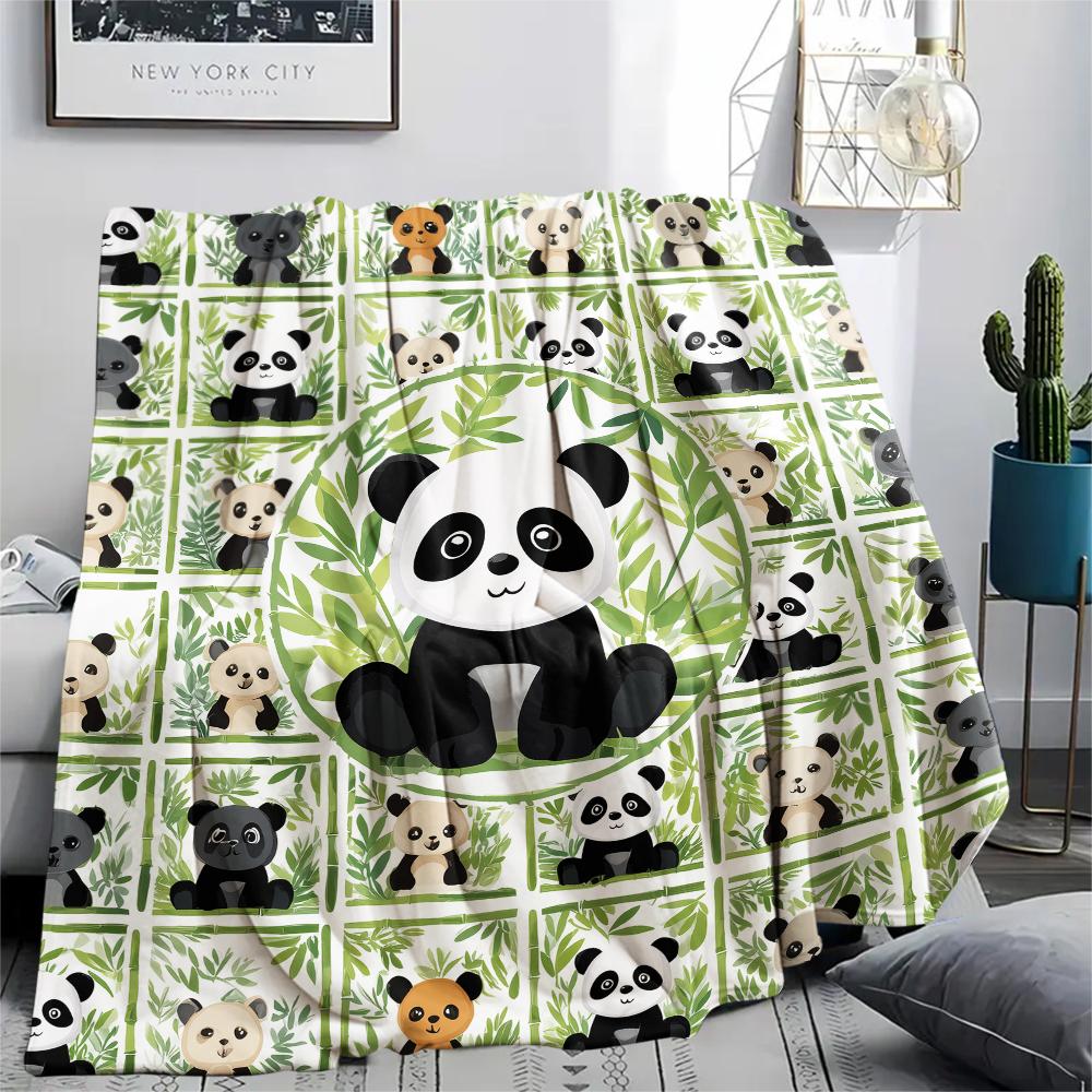 Panda Pattern Flannel Blanket, High Quality Comfortable for All Seasons, Home Decor, Warmth and Comfort, Perfect for Gifts.
