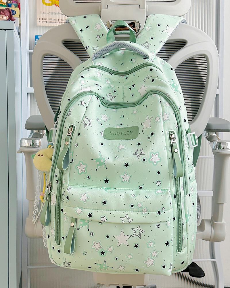 The new schoolbag is high-value, fresh and sweet, literary star backpack, lightweight spring outing backpack for junior high school students