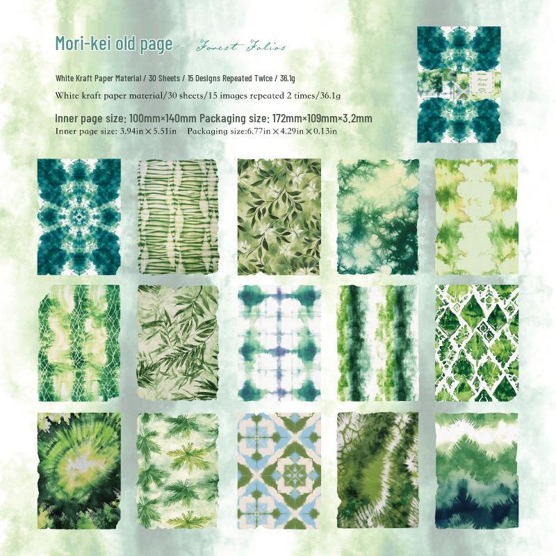 Mò Mò Bái Retro Handmade Kraft Paper Tie-Dye Series: 30 Sheets, 6 Styles