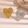 Stainless Steel Water Pattern Drip Heart Rings for Women Men Exaggerated Hammer Texture Opening Rings Party Jewelry Accessories