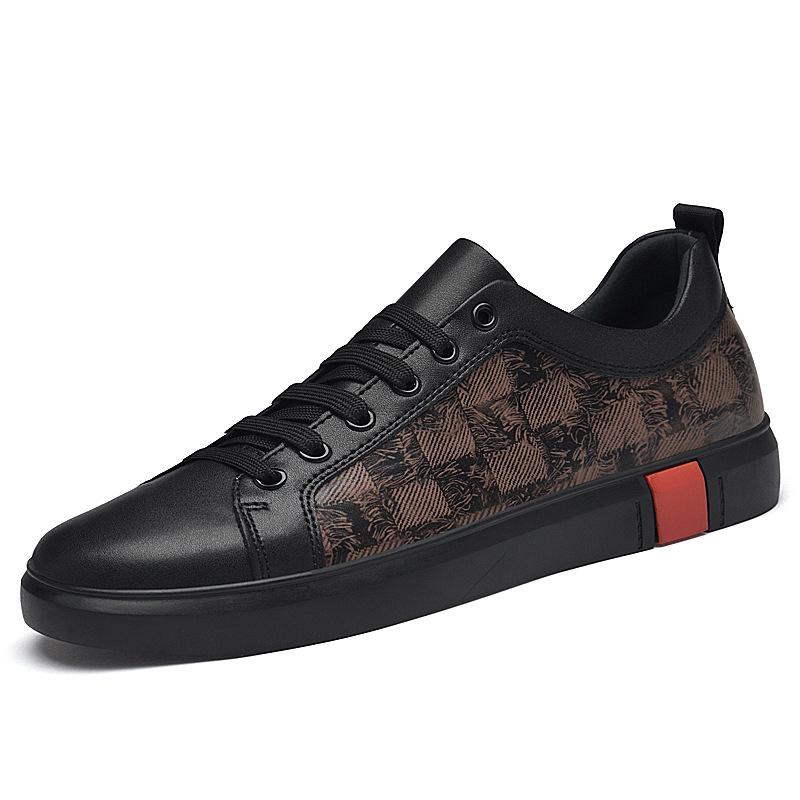 Men s Low-Top Retro Plaid Canvas Shoes - Cowhide Lace-up Flats for Spring 37