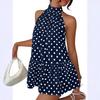 Europe and the United States 2026 summer new neck dress fans A word polka dot small vest skirt elegant