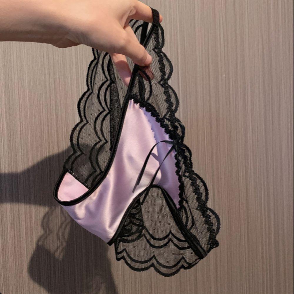 Low Waist Seamless Lace Briefs Ultra-thin Women's Mesh Underpants Lace Flower Panties  Lingerie