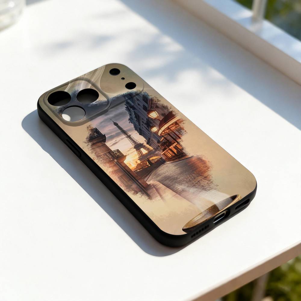 

Чехол для телефона P-Paris Art Eiffel T-Tower для iPhone 11, 12, 13, 14, 15, 16, 17, Pro, Max, Plus, E, SE4, Air, Mini Черный Мягкий Чехол iPhone17pro