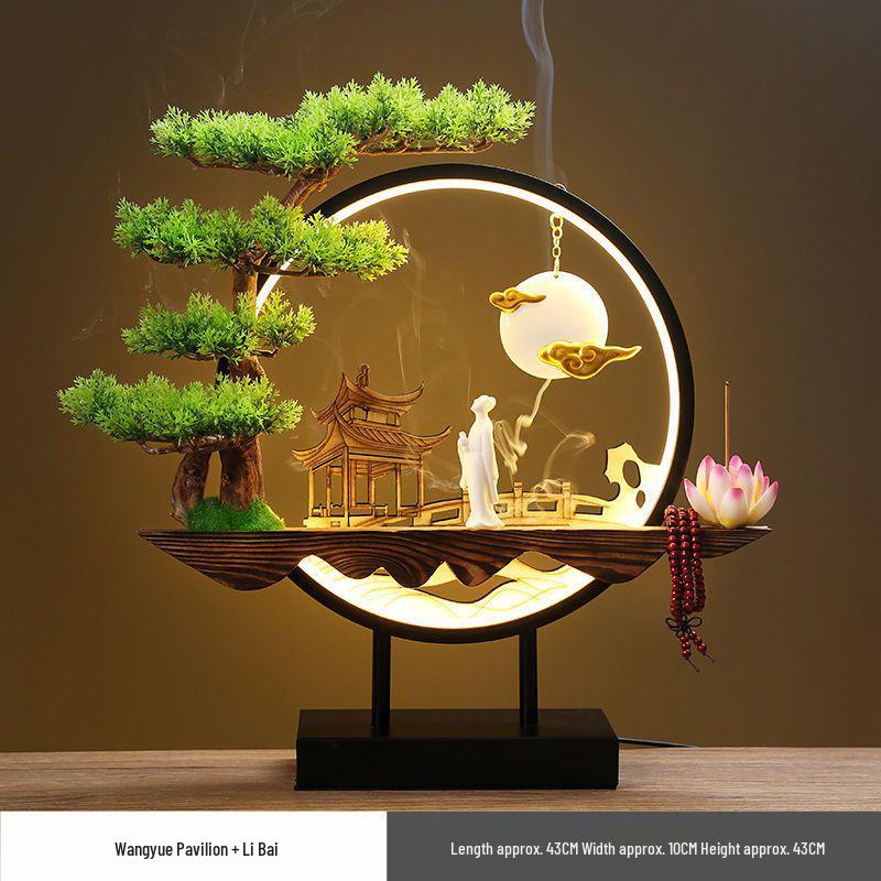 Chinese Style Backflow Incense Burner - Pine Design for Home & Office Décor
