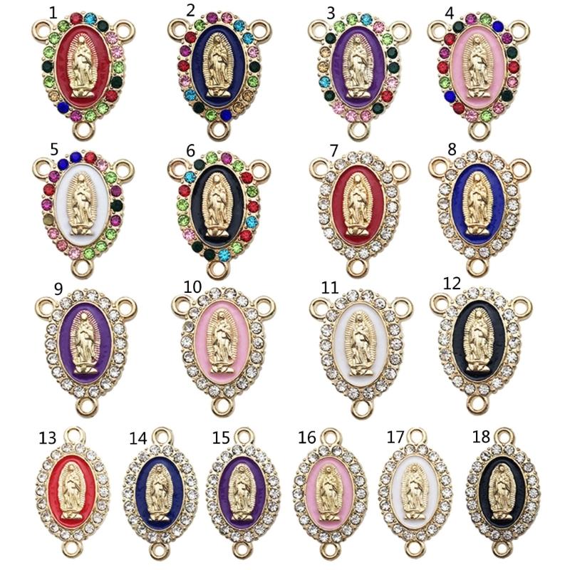 Virgin Mary Charms for Jewelry Making Enamel Mix Color Rhinestones Pendants for Jewelry Necklace Bracelet Making