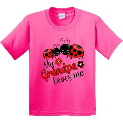 Inktastic My Grandpa Loves Me With Cute Ladybugs Youth T-Shirt Family Grandchild