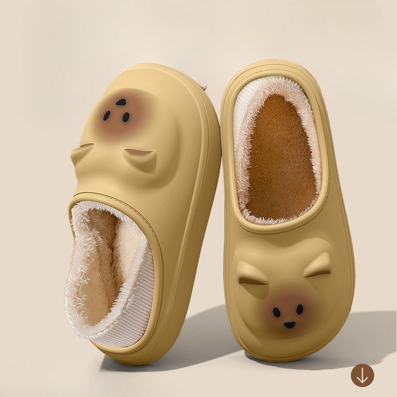 

Пара хлопковых туфель на каблуках для домашнего тепла и флисовые тапочки для женщин Fits 39-40 жёлтый