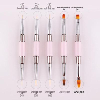 Nail Art Double-Ended Brush Set for Line, Flower, and Gel Painting