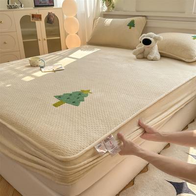 A Class Milk Velvet Quilted Mattress Protector Bed Sheet Winter Thick Washable Bed Cover Single Piece