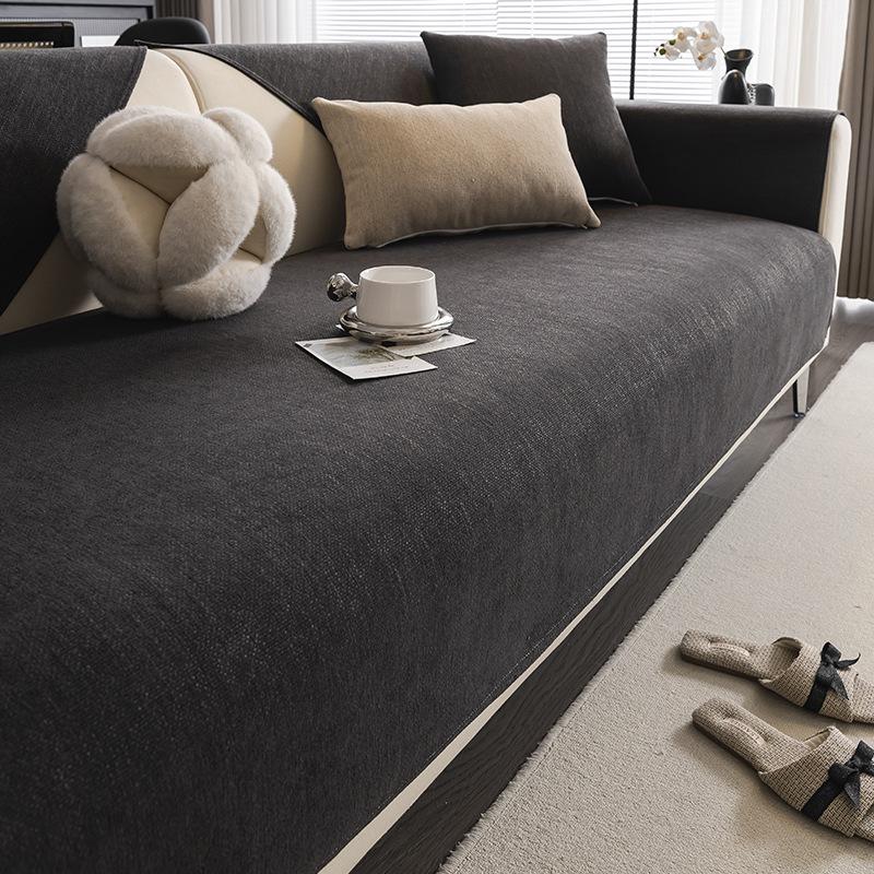 Chenier Sofa Seat Cushion Is Universal In All Seasons, Solid Color Sofa Cover Is Simple And Advanced, Cover Cloth Towel, Non-Slip Sofa Cushion