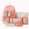 5 pçs conjunto kawaii meninas mochila para estudante saco de escola adolescente meninas sacos de livro caso lápis feminino mochila de viagem tote