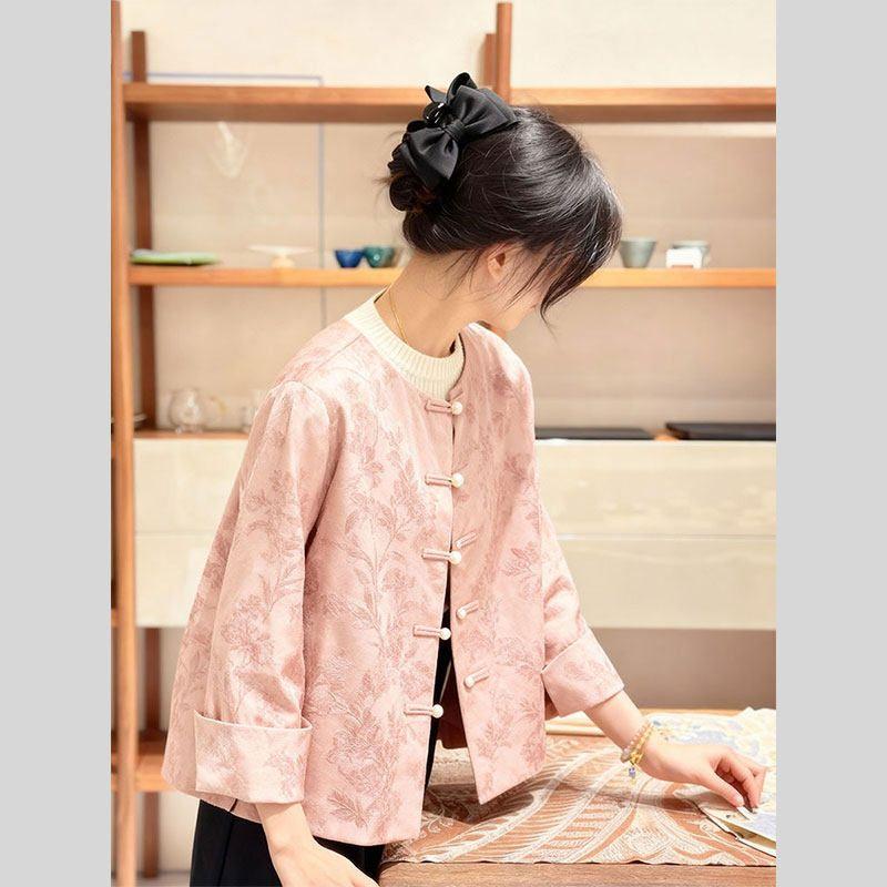 2026 Spring New Style Elegant High-End Unique Beautiful New Chinese Style National Style Top for Women High-End Young Style Jacket Pink Coat S