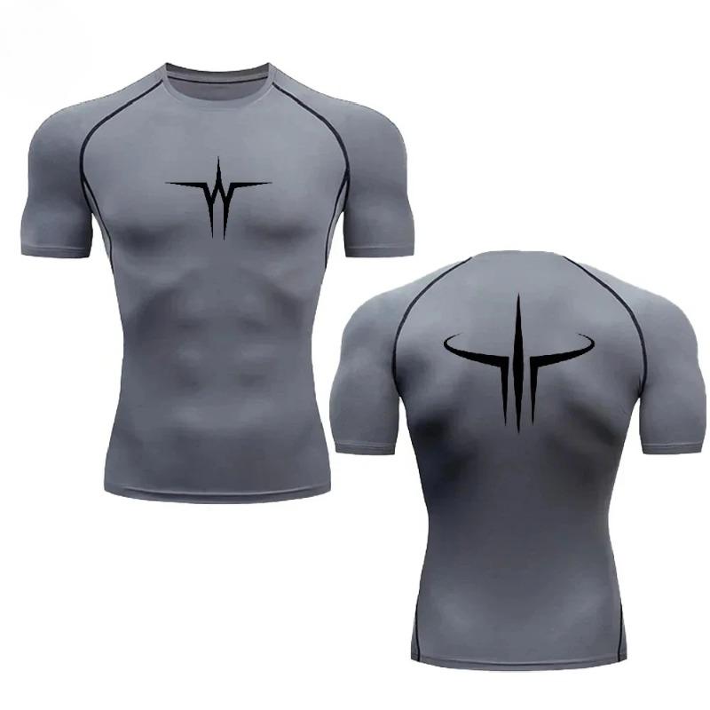 Gym Fitness Breathable T-shirt Casual Daily Sweat Absorbent Fitness Sports Workout Men Short-sleeved Tops High Elasticity Tight Fit