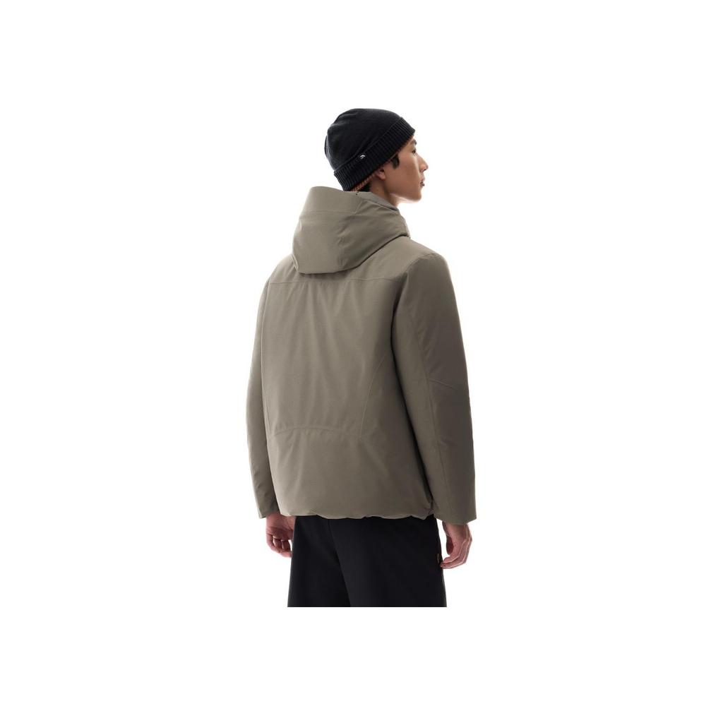 Anta Outdoor Series Letter Loose Hooded Zipper Long Sleeve Down Jacket Men Outerwear Bronze 952446906-1