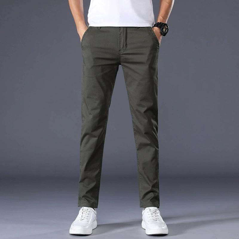 Pantaloni Casual Estivi Sottili a Colore Unito Classici da Uomo Moda Business Cotone Elasticizzato Slim Pantaloni di Marca Maschili
