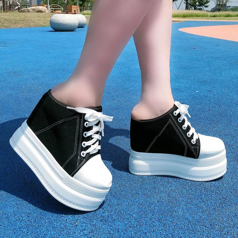 Fashion Women's slippers Thick-soled sponge cake summer wear fashion 2024 new wedge heel flip flops, high heel inside high slippers 13CM