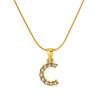 European & American Stainless Steel Diamond Alphabet Pendant Clavicle Chain Necklace for Women