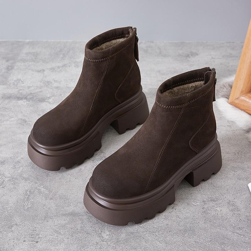 Thick-soled Snow Boots Women's Winter 2025 New Velvet Thickened Outer Wear Warm and Heightened Versatile Short Martin Boots