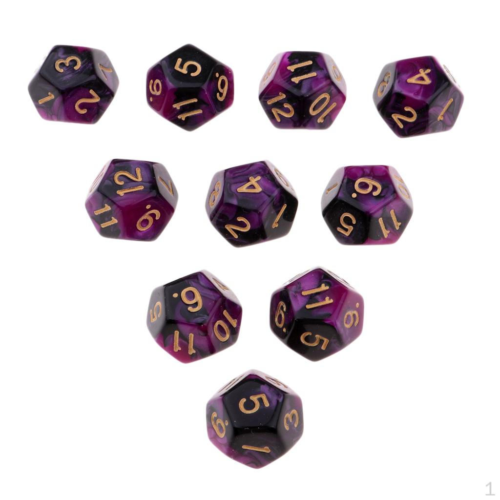 10 Count D12 Multi-Faceted Dice for Play