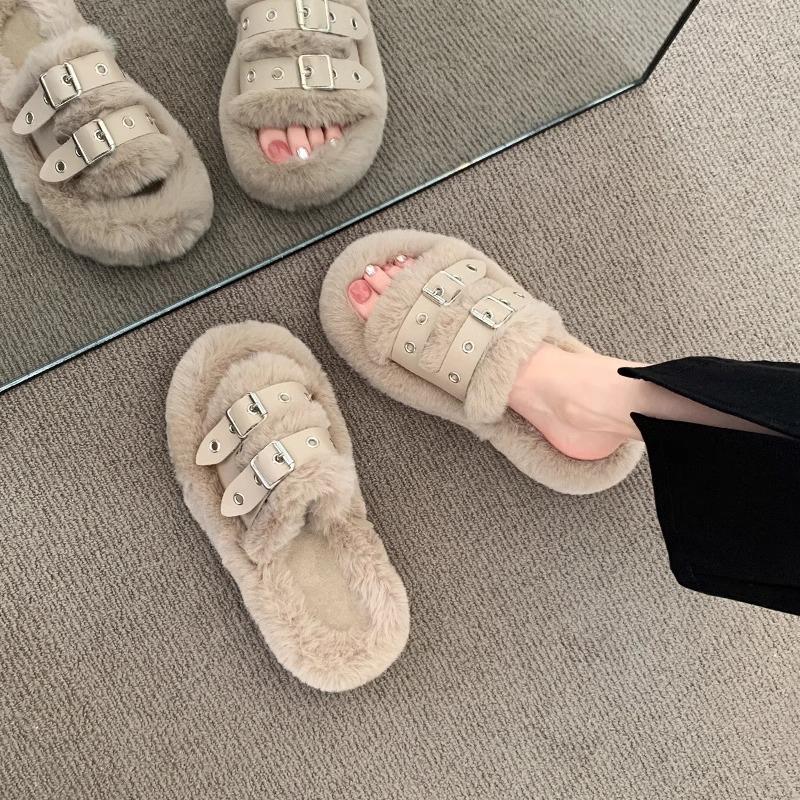 

Модные универсальные тапочки на толстой подошве, женские, новые популярные домашние плюшевые хлопковые тапочки для улицы, осень-зима 2025 41 хаки