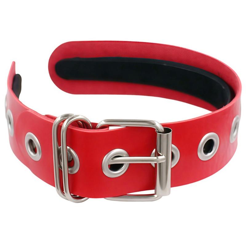 Gothic Punk Leather Buckle Hair Hoop Rivet Headband Harajuku Women Girl Dark Black Punk Hip Hop Rock Hairbands Hair Accessories
