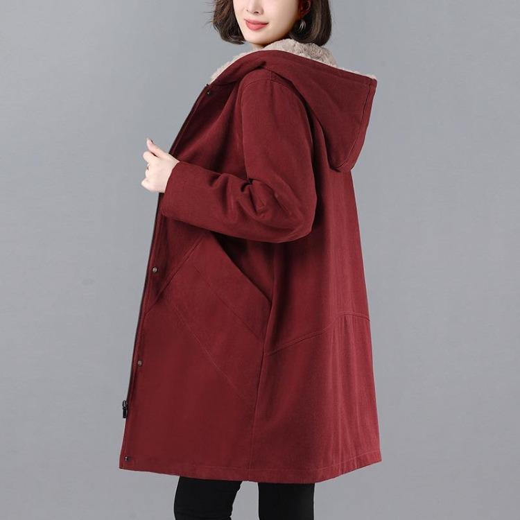 2024 Women Autumn Winter Thickened Cotton Padded Parker Jacket Mid Length Coat for Middle Aged