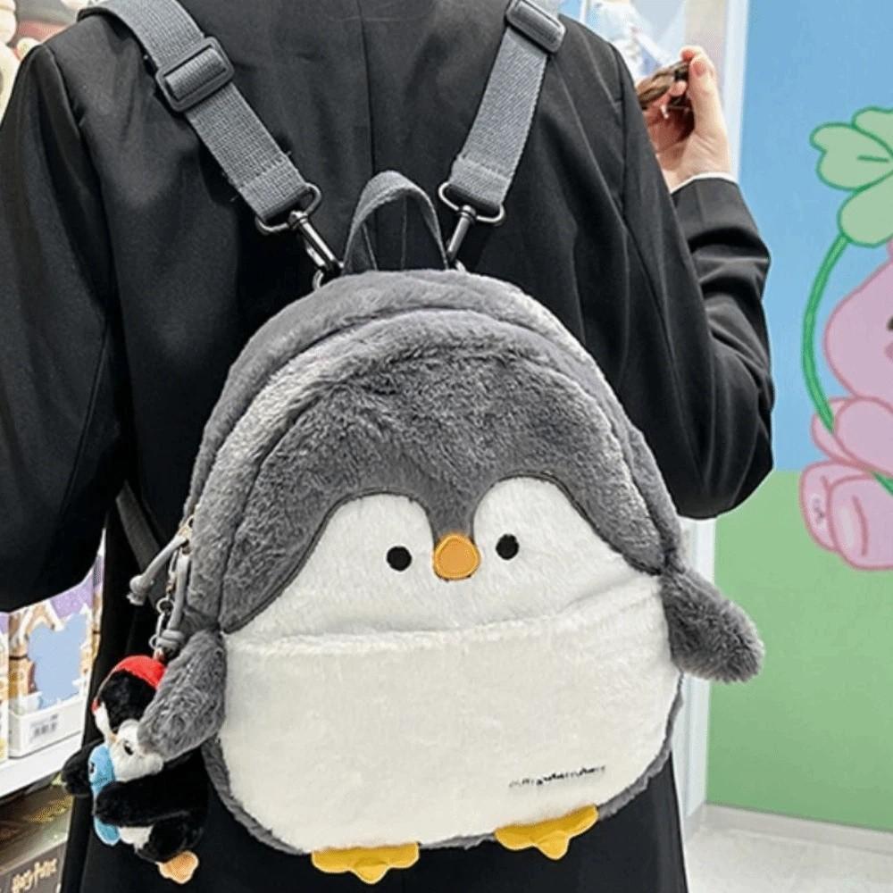 Casual Kawaii Penguin Plush Crossbody Bag Adorable Realistic Look Soft Seal Backpack Fluffy Shark Animal Shoulder Bag Girls