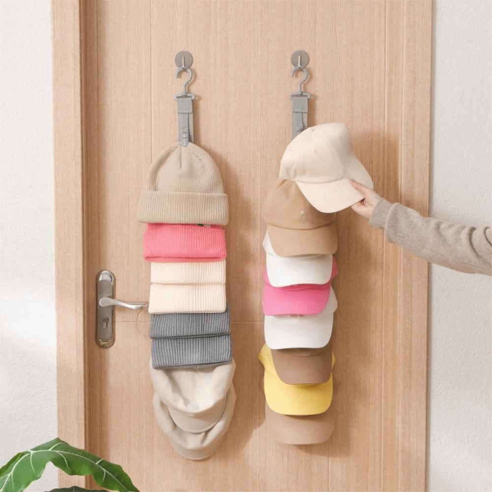 Metal Hanging Hat Storage Clips Holder with 8 Non-Slip Clips Cap Storage Hooks  Bedroom