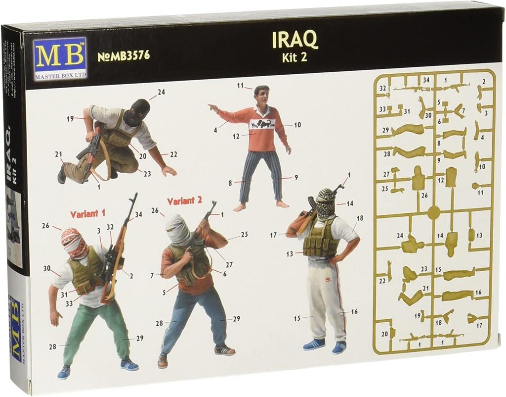 Master Box 1/35 Scale Middle Eastern Armed Civilians with AK-47 Rifles and Other Equipment, Set of 4 Plastic Model Kits, MB35076