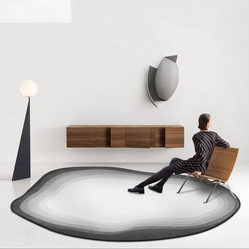Light Luxury Living Room Decoration Plush Carpet Simplicity Irregular Rugs for Bedroom Oval Lounge Rug Large Area Soft Floor Mat
