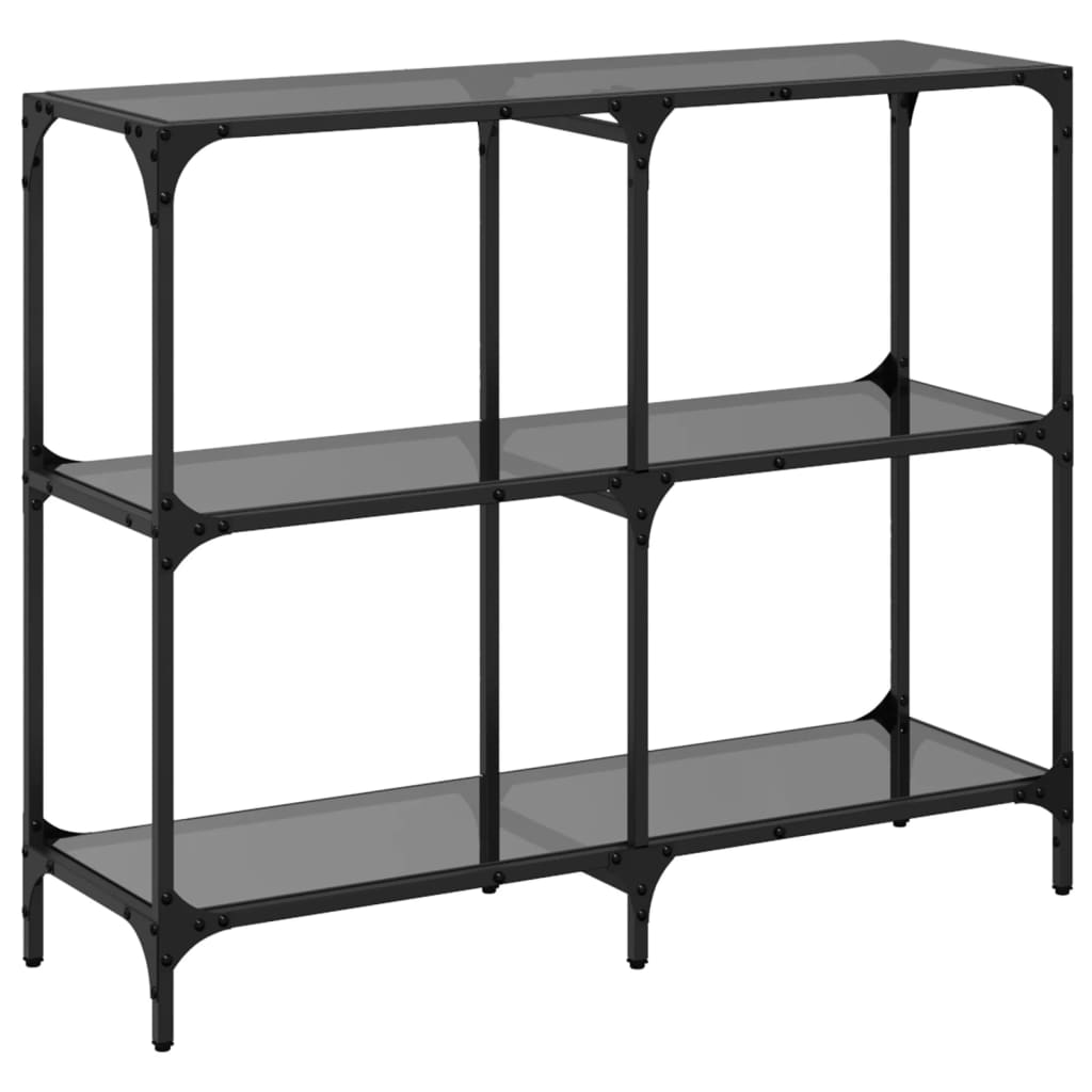 Console Table with Glass Top Black 98 x 30 x 81 cm Steel