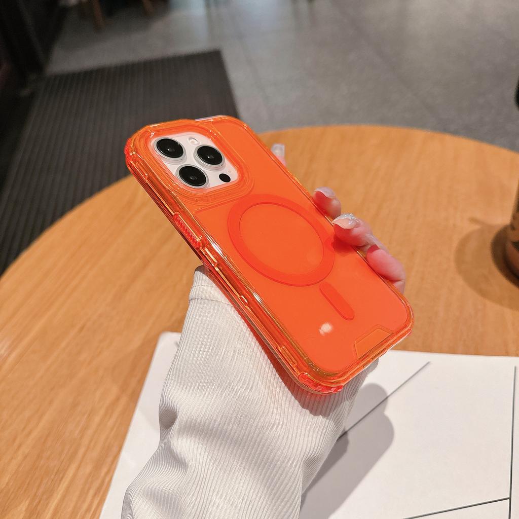 Für IP16promax Transparent Zweite Generation Magnetisch Bunt Drei-in-Eins PC+TPU Unabhängige Taste Handyhülle Rutschfest