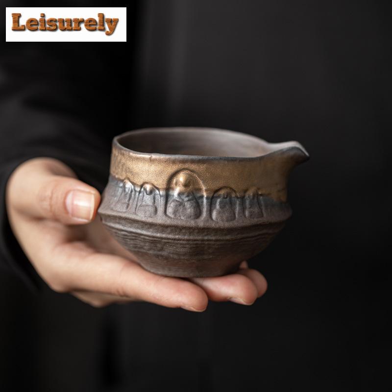 180ml Handgefertigter Vergoldeter Eisen Glasierter Buddha Teekanne Antiker Früher Gebrannter Grober Chahai Gerechtigkeitsbecher Kung Fu Teegeschirr Geschenkbedarf