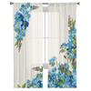 Blue Watercolor Flowers Sheer Curtains For Living Room Bedroom Tulle Curtain For Kitchen Voile Curtain Blind Panels