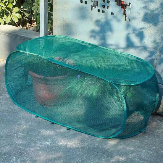 Pop-up Plant Cover Mesh Outdoor Plant Protector Insect Barrier Netting Foldable Crop Cage Raised Bed Cover for Vegetable Fruit Seedlings Garden Rows