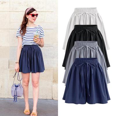 Short large en mousseline de soie pour femme, grande taille, 90 kg, taille élastique, style coréen décontracté