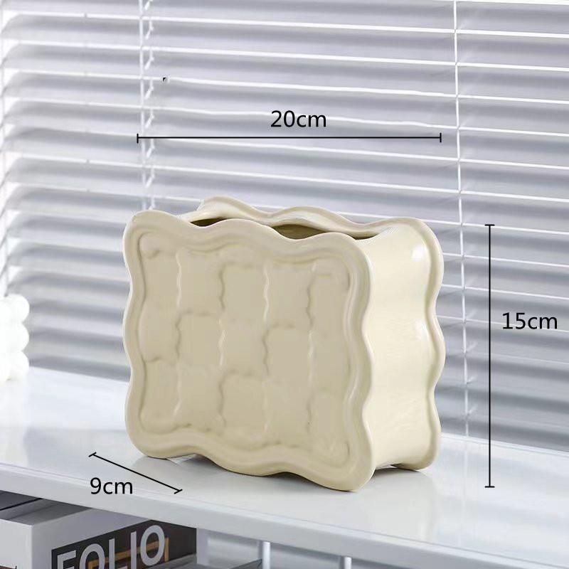 

Ceramic Vase Grid Grain Bag Vase Silver Flower Arranger Flower Arrangement Flowerpot Home Decoration Accessories Vases Pots