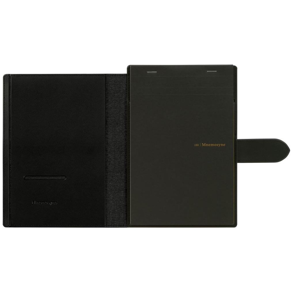 Maruman Mnemosyne A5 Notebook Pad, Made In Japan, Black, with Cover and Underlay (MNP-05)