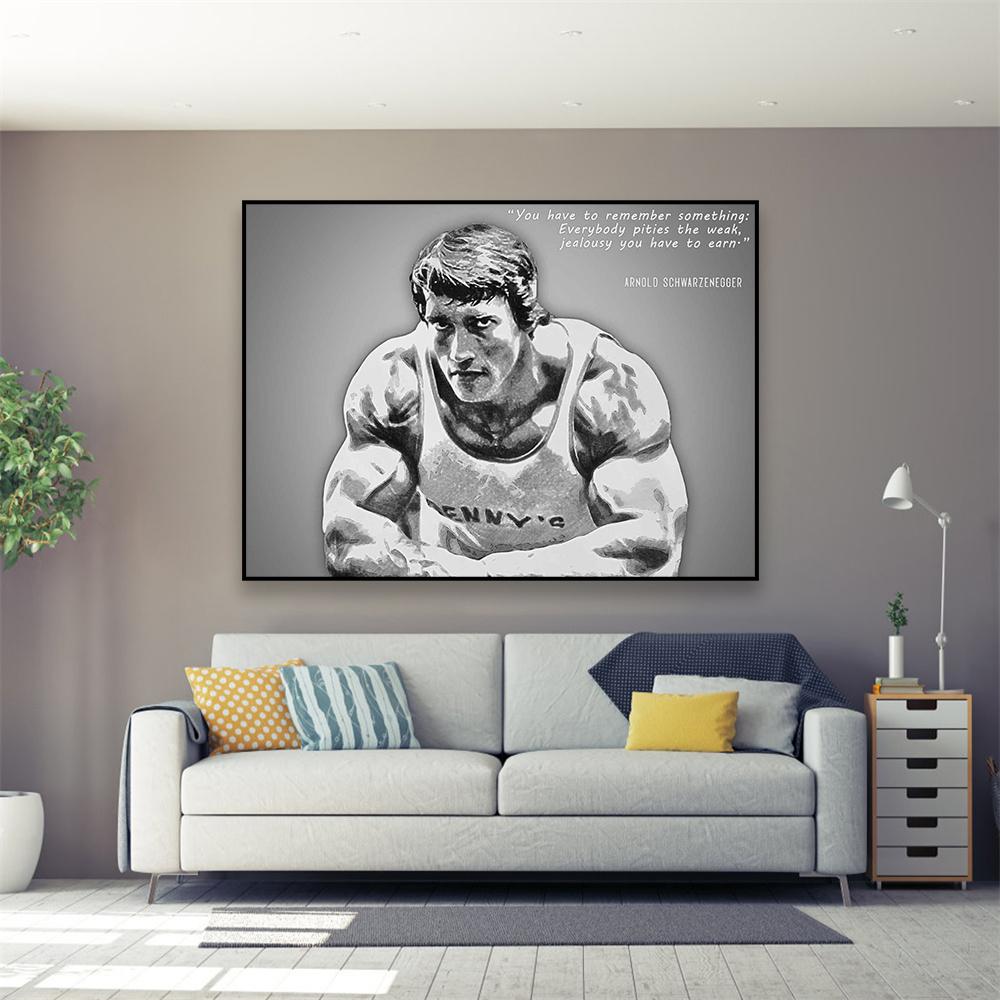 Tělocvična Art Decor Arnold Schwarzenegger Plakát Motivační citát Inspirativní tisk Sportovní box Umělecký tisk na plátno
