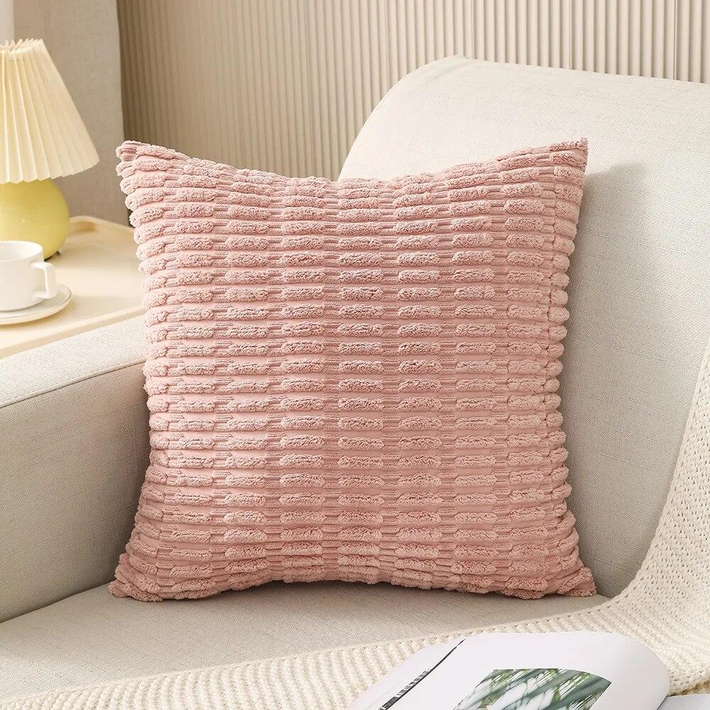 Corduroy Boho Green Throw Pillow Cover18 Inch Striped Soft Cozy Cushion Cases for Couch Sofa Bedroom Living Room Home Decor