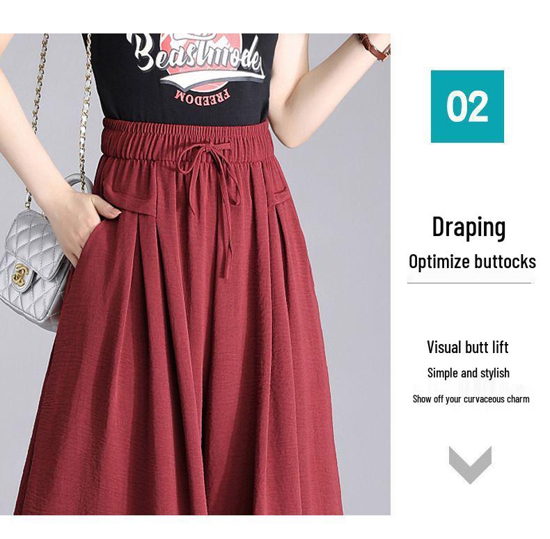Women's Summer 2025 High-Waisted Ice-Feel Wide-Leg Culottes