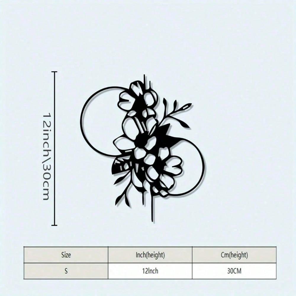 Vintage Floral Metal Wall Art Black White Modern Iron Sculpture Living Room Home Decor Gift