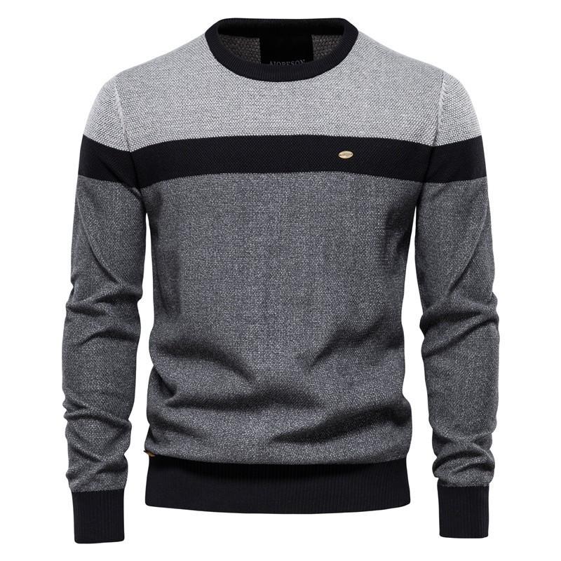 Maglione da Uomo a Girocollo a Manica Lunga in Maglia con Design Color Block Casual Invernale Pullover per Giovani Adulti