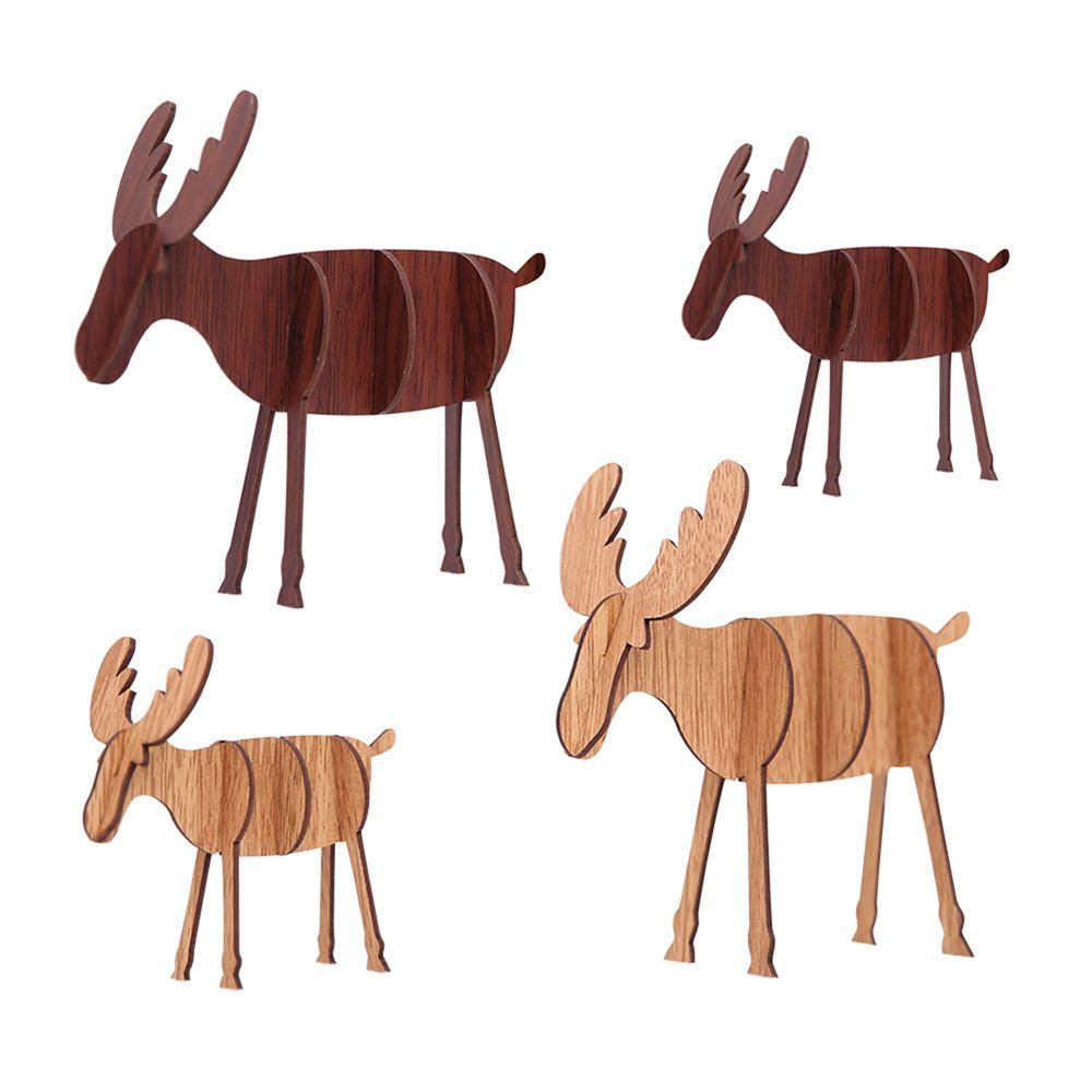 Puzzle Craft Christmas Decoration Party Decor Xmas Tree Deer Ornaments Wooden Elk Hanging Pendants