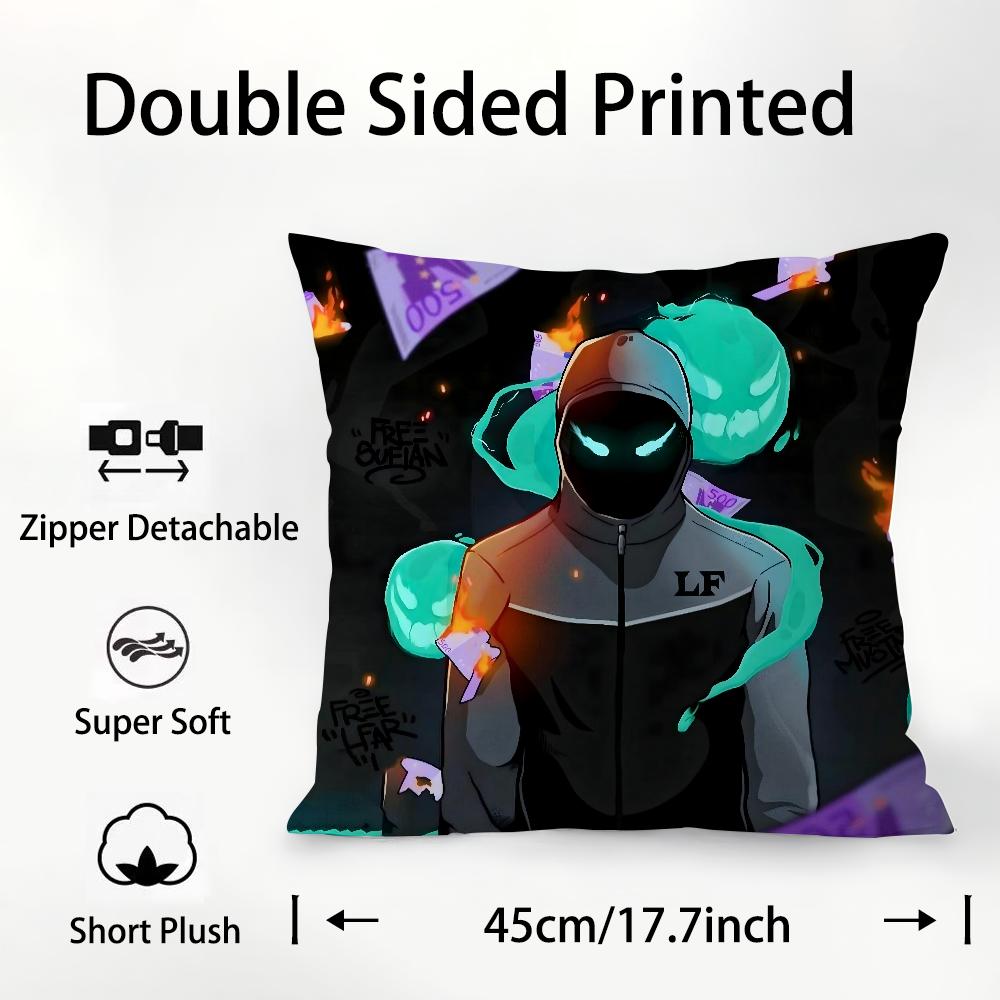 Design B-Beny J-Jr Pillow Case Plush Fabric Soft Double Sided Print Sofa Cushion Cover Throw Pillow Covers