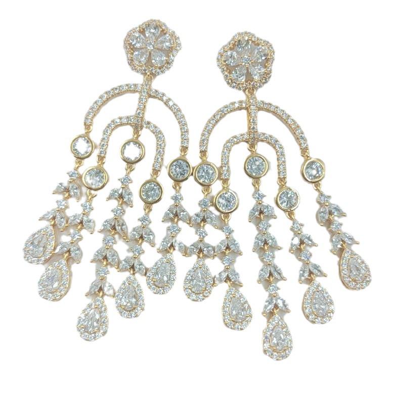 Elegant Zircon Tassel Silver Needle Earrings for Women's Banquet and Evening Dress